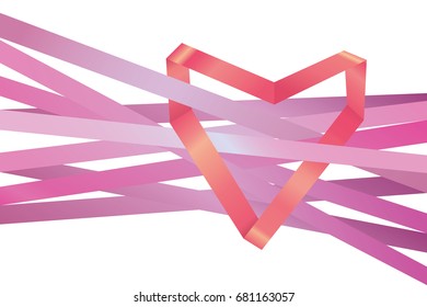 Vector - Heart ribbon on isolated background