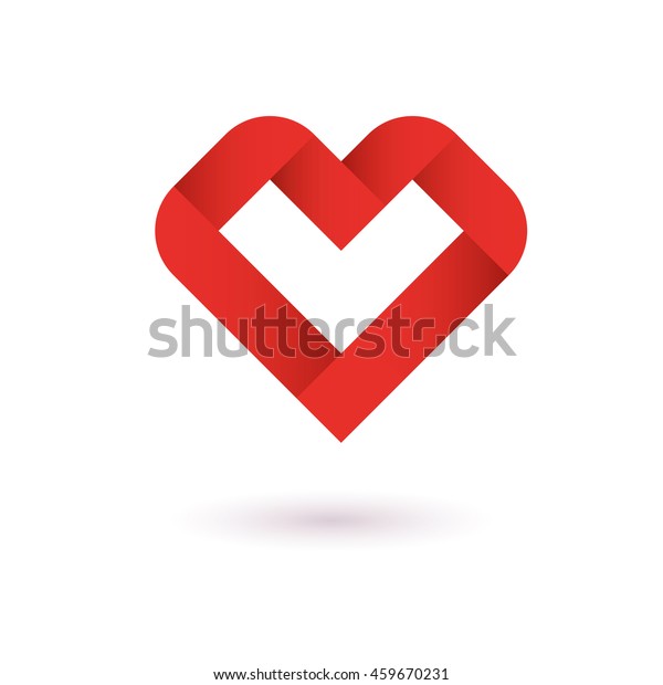 ベクターハートリボン折り紙ロゴデザインテンプレート バレンタインデーのアイコン のベクター画像素材 ロイヤリティフリー