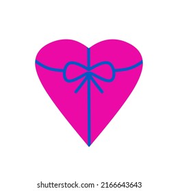 vector heart with ribbon tying it. gift or surprise icon