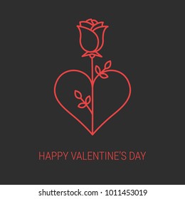 Vector Heart and Rose Illustration on Dark Background