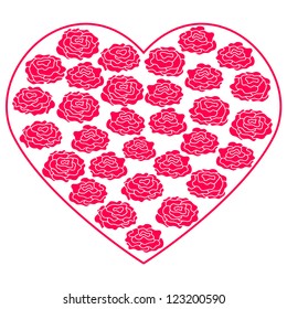 Vector heart from roses