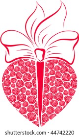 Vector heart of roses on white background.