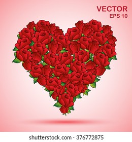 vector heart of roses-rad
