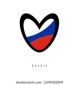 The vector heart with Russia flag, isolated