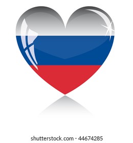 Vector heart with Russia flag texture isolated on a white background.