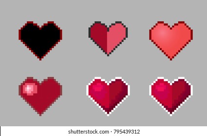 vector heart, saint valentine's day, pixel art illustration
