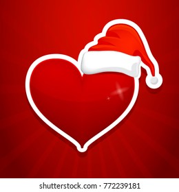 Vector heart with Santa Claus hat