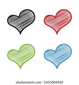 Corazón de Vector con iconos de estilo garabato