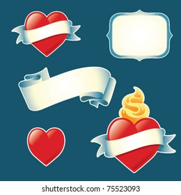 Vector heart and scroll collection