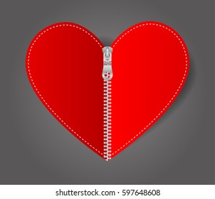 Vector Heart sealed white zipper 