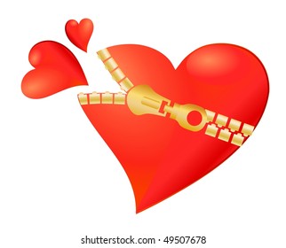 vector heart sealed zipper