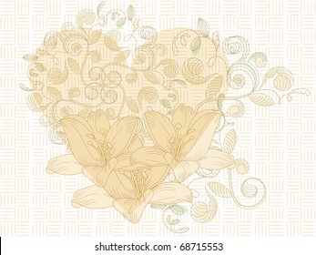 vector heart and seamless  floral  background. clipping mask