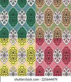 Vector heart seamless pattern in medieval style