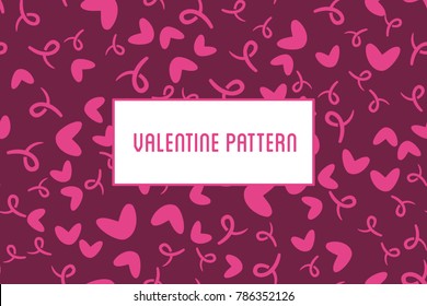 Vector heart seamless pattern. St Valentine red background of hearts hand drawn art icons. Design for Valentines day greeting love card.