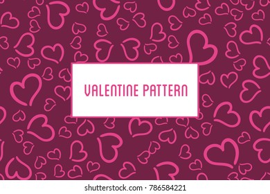 Vector heart seamless pattern. St Valentine design of hearts hand drawn art icons.