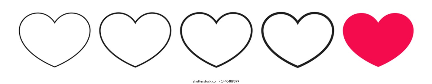 Vector heart set icons for web concept design.