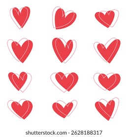 Vector heart set with heart shapes and clean line art. Ideal for love-themed designs, greeting cards, branding, and digital projects.