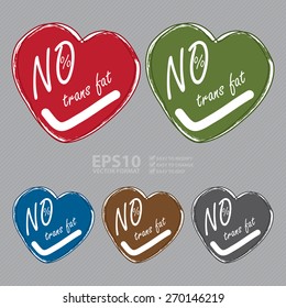 Vector : Heart Shape 0% Trans Fat Banner, Sign, Tag, Label, Sticker or Icon