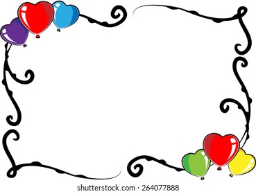 vector heart shape balloons with background