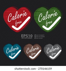 Vector : Heart Shape Calorie Free Banner, Sign, Tag, Label, Sticker or Icon 