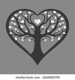 Vector heart shape combination tree on gray background