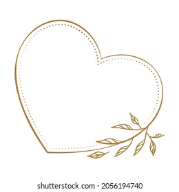 Vector heart shape dotted frame with floral decoration