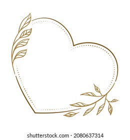 Vector heart shape dotted frame with floral decoration