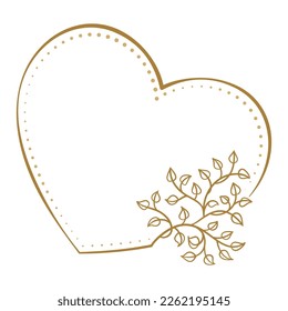 Vector heart shape dotted frame with floral decoration