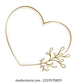 Vector heart shape dotted frame. Floral elements decoration