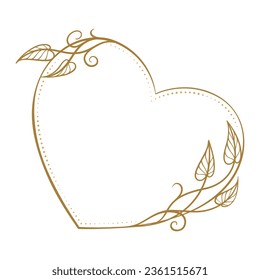 Vector heart shape dotted frame with floral decoration