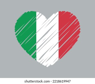 Vector heart shape with flag of Italy.