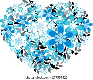 vector heart shape with flower