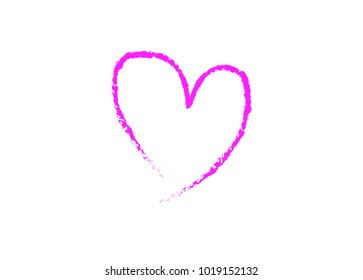 Vector Heart shape frame with brush painting isolated on white background