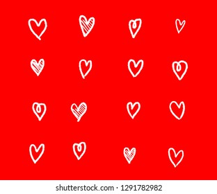 Vector Heart shape frame with brush painting isolated on background - hand drawn design for Valentine's day web icon, symbol, sign, romantic wedding, love card