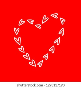 Vector Heart shape frame with brush painting isolated on background - hand drawn design for Valentine's day web icon, symbol, sign, romantic wedding, love card