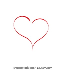Vector Heart shape frame with brush painting isolated on white background