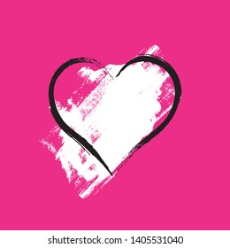 Vector Heart shape frame with brush painting vector illustration