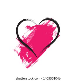 Vector Heart shape frame with brush painting vector illustration