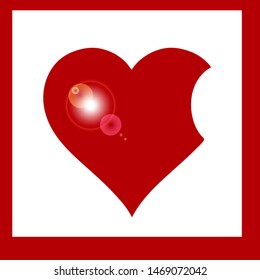 Vector Heart shape frame with brush painting isolated on white background