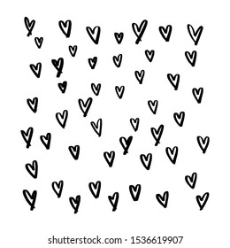 Vector Heart shape frame with brush painting on background. Hand drawn design for valentine's day, web, icon, symbol, sign, romantic wedding, love card