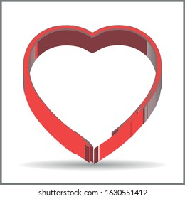 Vector Heart shape frame with brush painting isolated on white background. Valentines day elements.