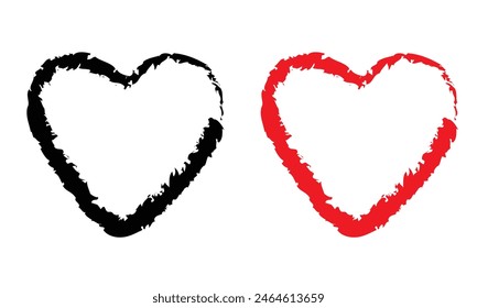 Vector Heart shape frame with brush painting isolated on white background. Vector illustration. EPS 10