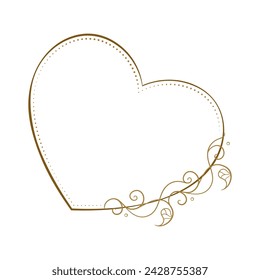 Vector heart shape frame with ivy leaves and stems decoration. St Valentines day card template