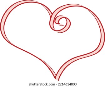 Vector Heart shape frame with tape painting isolated on white background
