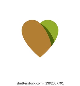 Vector heart shape illustration composed with green leaves. Living in harmony with nature concept, green health idea symbol.
