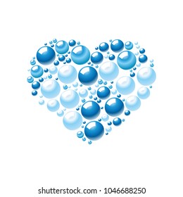 Vector Heart shape made of water drops