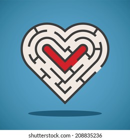 Vector Heart Shape Maze Concept