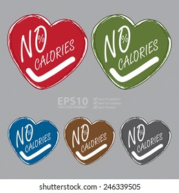 Vector : Heart Shape No Calories Sticker, Icon or Label