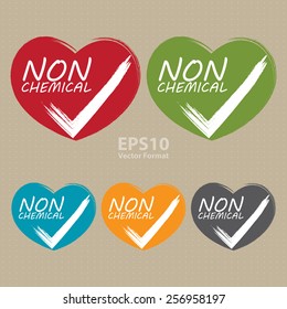 vector : heart shape non chemical sticker, badge, icon, stamp, label, banner, sign