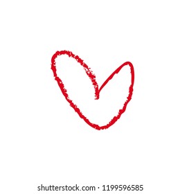 Vector Heart shape with red chalk painting